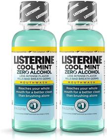 img 2 attached to 🧳 Pack of 2 Travel Size Listerine Cool Mint Zero Alcohol Mouthwash, 3.2 Oz (95ml)