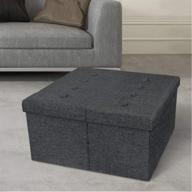 stylish and practical otto & ben top tufted folding tweed linen trunk toomnas bench foot rest - 30x30x15, dark grey logo