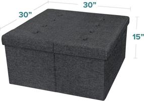 img 3 attached to Stylish and Practical Otto & Ben Top Tufted Folding Tweed Linen Trunk Toomnas Bench Foot Rest - 30x30x15, Dark Grey