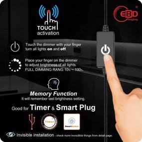 img 2 attached to 💡 Dimmable Under Cabinet Counter Lights with Memory Function | Timer | Ra>95 | Flicker-Free Kitchen LED Lighting Bar | 12inch 5W (Eqv.350Lm 3000K Warm White) | USB Powered Under Cupboard Lights