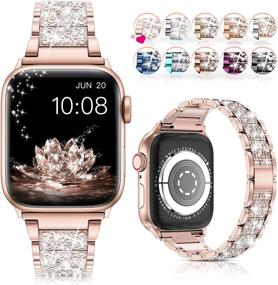 img 4 attached to 💎 Блестящий браслет из нержавеющей стали с ринестонами для Apple Watch 38мм 40мм 41мм Серия 7 6 5 4 3 2 1 SE - Элегантная замена браслета iWatch