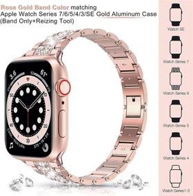 img 1 attached to 💎 Блестящий браслет из нержавеющей стали с ринестонами для Apple Watch 38мм 40мм 41мм Серия 7 6 5 4 3 2 1 SE - Элегантная замена браслета iWatch