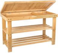 👞 natural bamboo shoe rack storage bench with organizing shelf, top storage drawer - ideal entryway organizer logo
