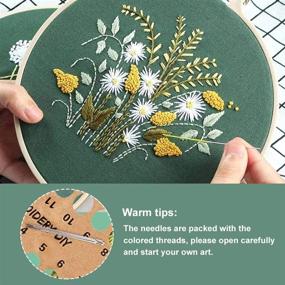 img 1 attached to 🧵 Stitching Starter Kit with Hoop - Cross Embroidery Set with Pattern, Instructions and Embroidered Garments, Plastic Embroidery Hoops, Vibrant Thread Colors and Needles (Green)