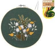 🧵 stitching starter kit with hoop - cross embroidery set with pattern, instructions and embroidered garments, plastic embroidery hoops, vibrant thread colors and needles (green) logo