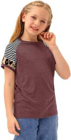 img 1 attached to 🐆 Stylish and Trendy BesserBay Girl's Leopard Striped Color Block Short Sleeve Shirt for Ages 4-12