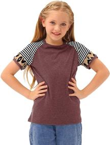 img 3 attached to 🐆 Stylish and Trendy BesserBay Girl's Leopard Striped Color Block Short Sleeve Shirt for Ages 4-12