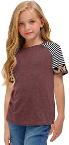 img 4 attached to 🐆 Stylish and Trendy BesserBay Girl's Leopard Striped Color Block Short Sleeve Shirt for Ages 4-12