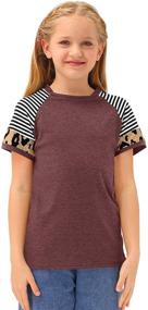 img 2 attached to 🐆 Stylish and Trendy BesserBay Girl's Leopard Striped Color Block Short Sleeve Shirt for Ages 4-12