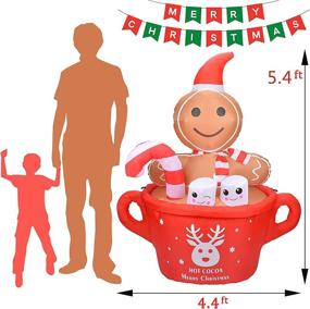 img 1 attached to MRTREUP 5FT Christmas Inflatable Gingerbread Man in Hot Cocoa Mugs with LED Lights - Indoor & Outdoor Yard Lawn Inflatable Christmas Decorations, Blow Up Cute Xmas Decorations for Yard, Holiday, Party