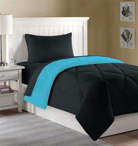 img 1 attached to 🛏️ Lantrix College Dorm Twin XL Bedding Set - Comforter, Sheets, Pillowcase - 4 PC - Aqua/Black