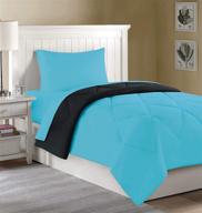 🛏️ lantrix college dorm twin xl bedding set - comforter, sheets, pillowcase - 4 pc - aqua/black logo