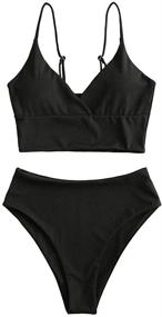 img 4 attached to Stylish ZAFUL Women's Sunflower Tankini Set: Ruched High Waisted Bathing Suit for Flattering Beach Looks