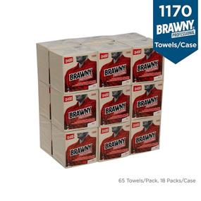 img 2 attached to 🧽 Brawny Industrial General Purpose D400 Wiper - Medium Duty, 1/4-Fold by GP PRO - 200-00, Oatmeal (18 Packs, 65 Cloths per Pack)