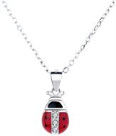 🐞 red ladybug stud earrings and pendant necklace set - white gold plated, 925 sterling silver, cz insect animal jewelry for girls and women - hypoallergenic gift option from goodcorsetmall logo