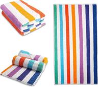 🏖️ set of 2 organicmate large beach towels - oversized 35x70 sheets for pool, home, bath, spa & outdoor use - soft, absorbent & 100% organic cotton - vibrant colors with elegant striped design logo