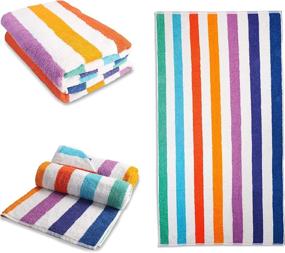 img 4 attached to 🏖️ Set of 2 OrganicMate Large Beach Towels - Oversized 35x70 Sheets for Pool, Home, Bath, Spa & Outdoor Use - Soft, Absorbent & 100% Organic Cotton - Vibrant Colors with Elegant Striped Design