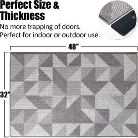 img 3 attached to 🏠 32"x 48" Indoor Doormat, Premium Absorbent Floor Mat with Non-Slip Rubber Backing, Mud & Dirt Trapper Entrance Rug, Machine Washable Low Profile - Grey Geometric Design