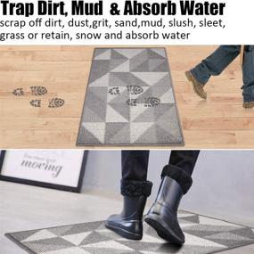 img 2 attached to 🏠 32"x 48" Indoor Doormat, Premium Absorbent Floor Mat with Non-Slip Rubber Backing, Mud & Dirt Trapper Entrance Rug, Machine Washable Low Profile - Grey Geometric Design