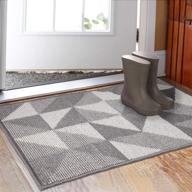 🏠 32"x 48" indoor doormat, premium absorbent floor mat with non-slip rubber backing, mud & dirt trapper entrance rug, machine washable low profile - grey geometric design logo