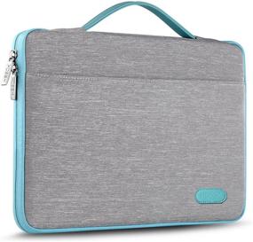 img 4 attached to Premium Laptop Sleeve Case Briefcase for MacBook Air 13 inch & MacBook Pro - Spill-Resistant Handbag, Silver Grey - Compatible with 2018-2021 Models
