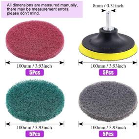 img 3 attached to 🧽 Sweet 16-Piece 4" Scrubbing Pads Cleaning Kit - Drill Powered Brush, Tile Scrubber, Scouring Pads, Abrasive Buffing Pads Replacement with Hook Attachment - Ideal for House Cleaning