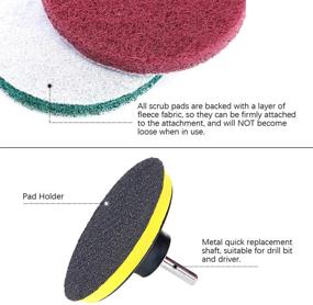 img 1 attached to 🧽 Sweet 16-Piece 4" Scrubbing Pads Cleaning Kit - Drill Powered Brush, Tile Scrubber, Scouring Pads, Abrasive Buffing Pads Replacement with Hook Attachment - Ideal for House Cleaning