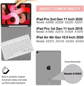 img 3 attached to 🔌 BLIENCE Keyboard Case for iPad Air 10.9 4th Gen (2020)/iPad Pro 11 2nd Gen (2020): Auto Wake/Sleep, Pen Holder, Detachable Wireless Keyboard - Protective Tablet Folio Cover