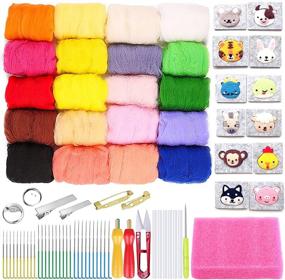 img 4 attached to Premium Needle Felting Kit with 20 Colors Wool Roving (Total 200g, 10g/Color) - Includes Needle Felting Starter Kit, Tools, Wool Felt Mold, and Felting Needle