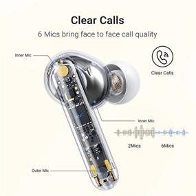 img 2 attached to 🎧 TCL MOVEAUDIO S600 Беспроводные наушники с активным шумоподавлением, 6 микрофонами, четкой связью, 32 часами воспроизведения, защитой от воды, беспроводной зарядкой, совместимые с iPhone и Android, белые.