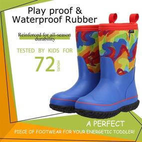 img 2 attached to 👞 Превосходная защита и комфорт: кроссовки для мальчиков CNSBOR Waterproof Insulated Neoprene Rainboot для ботинок