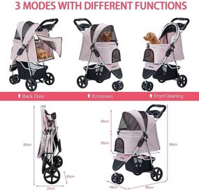 img 3 attached to HRKIM Foldable Lightweight Pet Stroller with Storage Basket - Cat and Dog Jogging Carrier Trolley