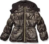 🧥 pink platinum girls' big puffer jacket with sparkling foil print логотип