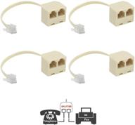 📞 uvital yellow telephone wall adaptor and separator - 2 way rj11 6p4c male to female converter cable for landline (4 pack) logo