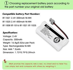 img 2 attached to 🔋 iMah BT-1021 2.4V 300mAh Cordless Phone Battery Compatible with Uniden BT1025 BT1008 BBTG0798001 BBTG084700 Handset (Set of 4)