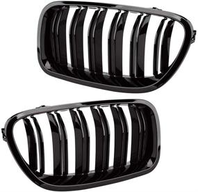 img 2 attached to 🚗 Double Slats Gloss Black Grille Set for 2010-2016 BMW 5 Series F10 F11 and F10 M5 by SNA F10 Grille (2-pc Set)
