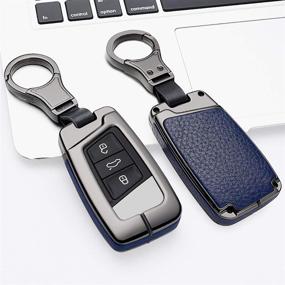 img 4 attached to Ontto Full Protection Key Fob Cover For VW Key Case Smart Remote Key Shell For Volkswagen Key Holder Blue(1 Keycover&Amp