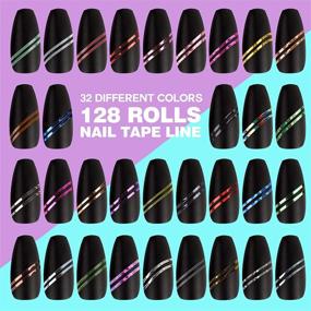 img 3 attached to 💅 128 Rolls Nail Striping Tape Line Set - FANDAMEI 128PCS Adhesive Striping Tapes Line + 2PCS Nail Tape Roller Dispensers + 1PCS Nail Art Tweezers. DIY Nail Art Stickers for Nail Tip Decoration