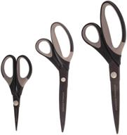 🔪 bamboomn titanium softgrip scissors set - sewing, arts, crafts, office - 3 piece - black with dark grey inlays logo