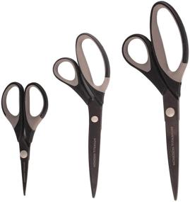 img 4 attached to 🔪 BambooMN Titanium Softgrip Scissors Set - Sewing, Arts, Crafts, Office - 3 Piece - Black with Dark Grey Inlays