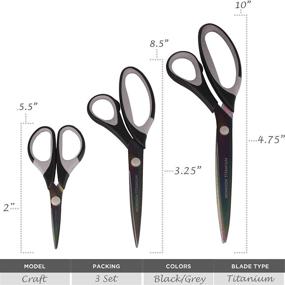 img 3 attached to 🔪 BambooMN Titanium Softgrip Scissors Set - Sewing, Arts, Crafts, Office - 3 Piece - Black with Dark Grey Inlays