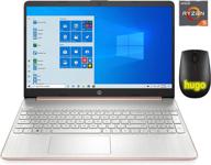 💻 hp 15.6in ryzen 5 laptop (8gb ram, 256gb ssd, hdmi, wifi, bluetooth, hd webcam, windows 10) pink renewed logo