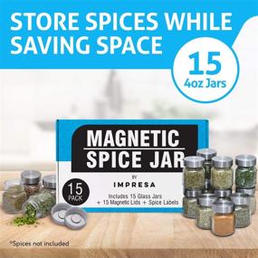 img 1 attached to 🧲 Stylish and Convenient: [15 Pack] Large 4oz Magnetic Spice Jars – Fridge Mounted Glass Spice Storage