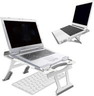 📚 uzsoeey adjustable laptop stand - lightweight & sturdy aluminum alloy riser for 10-15.6 inch laptops - 6 height adjustments & 3 folding modes - silver logo