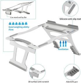 img 3 attached to 📚 Uzsoeey Adjustable Laptop Stand - Lightweight & Sturdy Aluminum Alloy Riser for 10-15.6 inch Laptops - 6 Height Adjustments & 3 Folding Modes - Silver