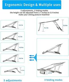 img 2 attached to 📚 Uzsoeey Adjustable Laptop Stand - Lightweight & Sturdy Aluminum Alloy Riser for 10-15.6 inch Laptops - 6 Height Adjustments & 3 Folding Modes - Silver