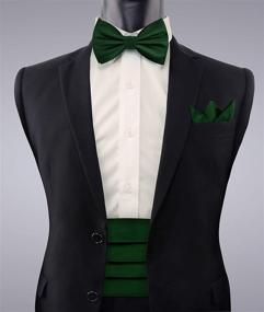 img 3 attached to 🎀 Alizeal Green Solid Handkerchief Cummerbund