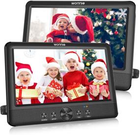 img 4 attached to 📀 WONNIE 10.5&#34; Dual Screen Portable DVD Players – Play Same or Different Movies in Car – 5-Hour Rechargeable Battery – Includes 2 Mounting Brackets – USB/SD Card Reader Support