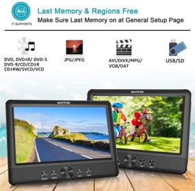 img 1 attached to 📀 WONNIE 10.5&#34; Dual Screen Portable DVD Players – Play Same or Different Movies in Car – 5-Hour Rechargeable Battery – Includes 2 Mounting Brackets – USB/SD Card Reader Support
