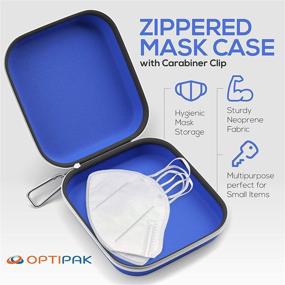 img 3 attached to Portable Neoprene Mask Storage Case with Zipper & Carabiner Clip - Ideal for Kids, Women, Men - Black